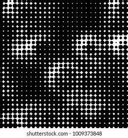 Abstract grunge grid polka dot halftone background pattern. Spotted black and white vector line illustration
