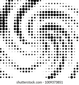 Abstract grunge grid polka dot halftone background pattern. Spotted black and white vector line illustration
