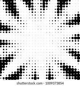 Abstract grunge grid polka dot halftone background pattern. Spotted black and white vector line illustration
