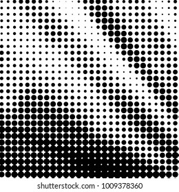Abstract grunge grid polka dot halftone background pattern. Spotted black and white vector line illustration
