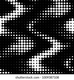 Abstract grunge grid polka dot halftone background pattern. Spotted black and white vector line illustration
