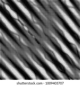 Abstract grunge grid polka dot halftone background pattern. Spotted black and white vector line illustration
