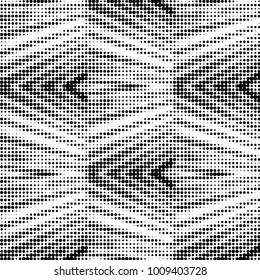 Abstract grunge grid polka dot halftone background pattern. Spotted black and white vector line illustration
