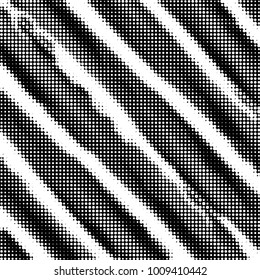 Abstract grunge grid polka dot halftone background pattern. Spotted black and white vector line illustration
