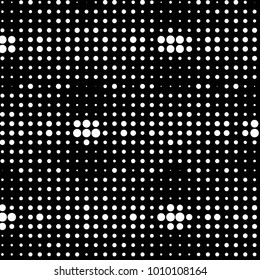 Abstract grunge grid polka dot halftone background pattern. Spotted black and white vector line illustration
