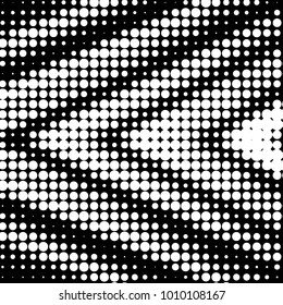 Abstract grunge grid polka dot halftone background pattern. Spotted black and white vector line illustration
