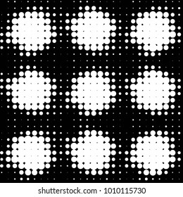 Abstract grunge grid polka dot halftone background pattern. Spotted black and white vector line illustration

