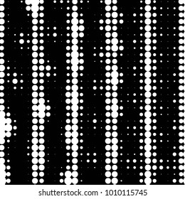 Abstract grunge grid polka dot halftone background pattern. Spotted black and white vector line illustration
