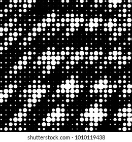 Abstract grunge grid polka dot halftone background pattern. Spotted black and white vector line illustration

