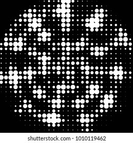 Abstract grunge grid polka dot halftone background pattern. Spotted black and white vector line illustration
