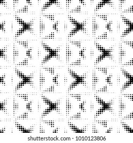 Abstract grunge grid polka dot halftone background pattern. Spotted black and white vector line illustration

