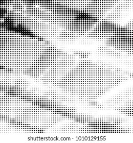 Abstract grunge grid polka dot halftone background pattern. Spotted black and white vector line illustration
