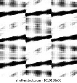 Abstract grunge grid polka dot halftone background pattern. Spotted black and white vector line illustration
