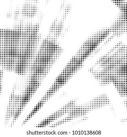 Abstract grunge grid polka dot halftone background pattern. Spotted black and white vector line illustration
