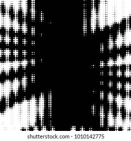 Abstract grunge grid polka dot halftone background pattern. Spotted black and white vector line illustration
