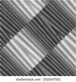Abstract grunge grid polka dot halftone background pattern. Spotted black and white vector line illustration

