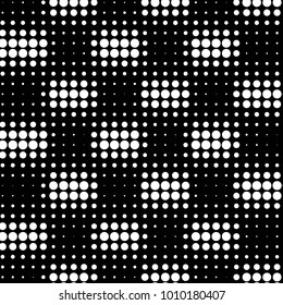 Abstract grunge grid polka dot halftone background pattern. Spotted black and white vector line illustration

