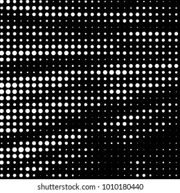 Abstract grunge grid polka dot halftone background pattern. Spotted black and white vector line illustration

