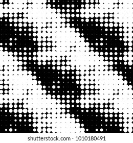 Abstract grunge grid polka dot halftone background pattern. Spotted black and white vector line illustration
