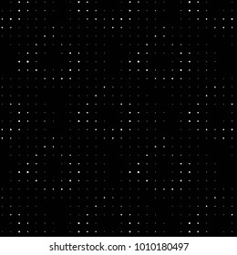 Abstract grunge grid polka dot halftone background pattern. Spotted black and white vector line illustration
