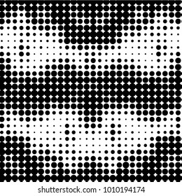 Abstract grunge grid polka dot halftone background pattern. Spotted black and white vector line illustration
