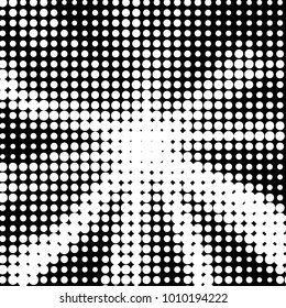 Abstract grunge grid polka dot halftone background pattern. Spotted black and white vector line illustration
