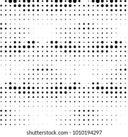 Abstract grunge grid polka dot halftone background pattern. Spotted black and white vector line illustration
