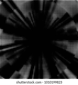 Abstract grunge grid polka dot halftone background pattern. Spotted black and white vector line illustration
