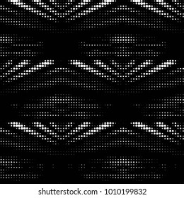 Abstract grunge grid polka dot halftone background pattern. Spotted black and white vector line illustration
