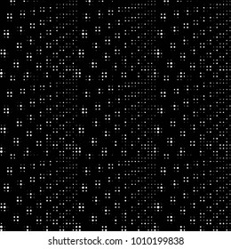 Abstract grunge grid polka dot halftone background pattern. Spotted black and white vector line illustration
