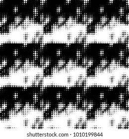 Abstract grunge grid polka dot halftone background pattern. Spotted black and white vector line illustration
