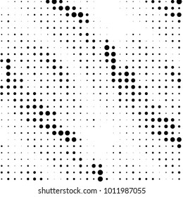 Abstract grunge grid polka dot halftone background pattern. Spotted black and white vector line illustration
