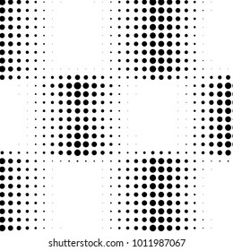 Abstract grunge grid polka dot halftone background pattern. Spotted black and white vector line illustration
