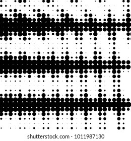Abstract grunge grid polka dot halftone background pattern. Spotted black and white vector line illustration
