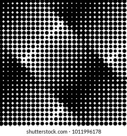 Abstract grunge grid polka dot halftone background pattern. Spotted black and white vector line illustration
