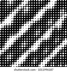 Abstract grunge grid polka dot halftone background pattern. Spotted black and white vector line illustration
