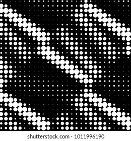 Abstract grunge grid polka dot halftone background pattern. Spotted black and white vector line illustration
