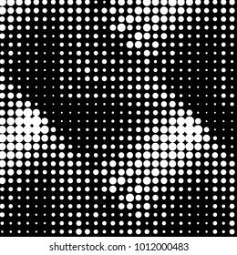 Abstract grunge grid polka dot halftone background pattern. Spotted black and white vector line illustration
