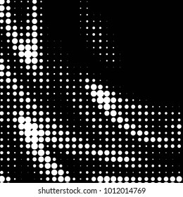 Abstract grunge grid polka dot halftone background pattern. Spotted black and white vector line illustration
