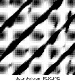 Abstract grunge grid polka dot halftone background pattern. Spotted black and white vector line illustration
