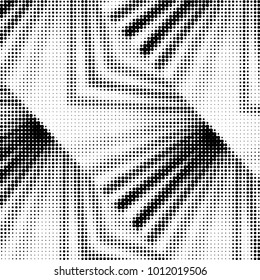 Abstract grunge grid polka dot halftone background pattern. Spotted black and white vector line illustration
