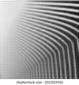 Abstract grunge grid polka dot halftone background pattern. Spotted black and white vector line illustration
