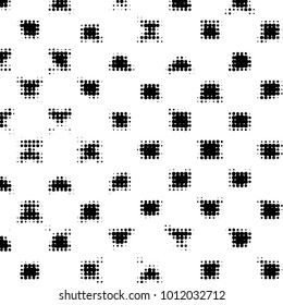 Abstract grunge grid polka dot halftone background pattern. Spotted black and white vector line illustration
