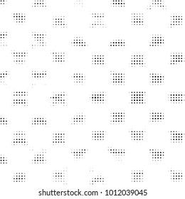 Abstract grunge grid polka dot halftone background pattern. Spotted black and white vector line illustration
