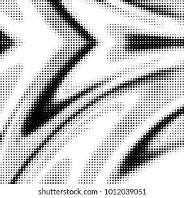 Abstract grunge grid polka dot halftone background pattern. Spotted black and white vector line illustration
