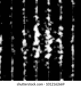 Abstract grunge grid polka dot halftone background pattern. Spotted black and white vector line illustration
