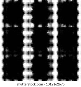Abstract grunge grid polka dot halftone background pattern. Spotted black and white vector line illustration
