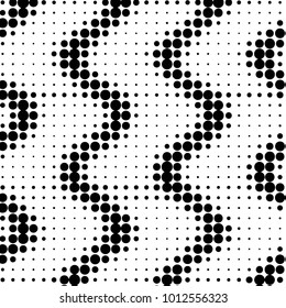 Abstract grunge grid polka dot halftone background pattern. Spotted black and white vector line illustration
