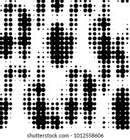 Abstract grunge grid polka dot halftone background pattern. Spotted black and white vector line illustration
