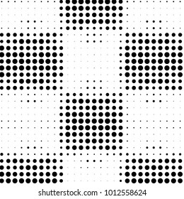 Abstract grunge grid polka dot halftone background pattern. Spotted black and white vector line illustration

